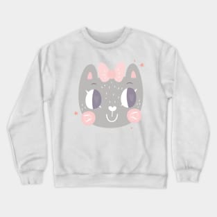 Cute Kitty Face Design Crewneck Sweatshirt